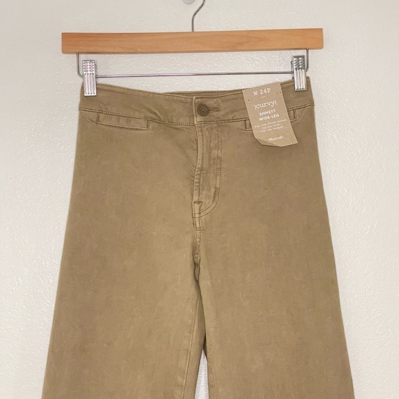 NWT Madewell Petite Curvy Emmett Wide Leg Crop Pant Garment Dyed Drill Khaki 24P - Picture 7 of 16